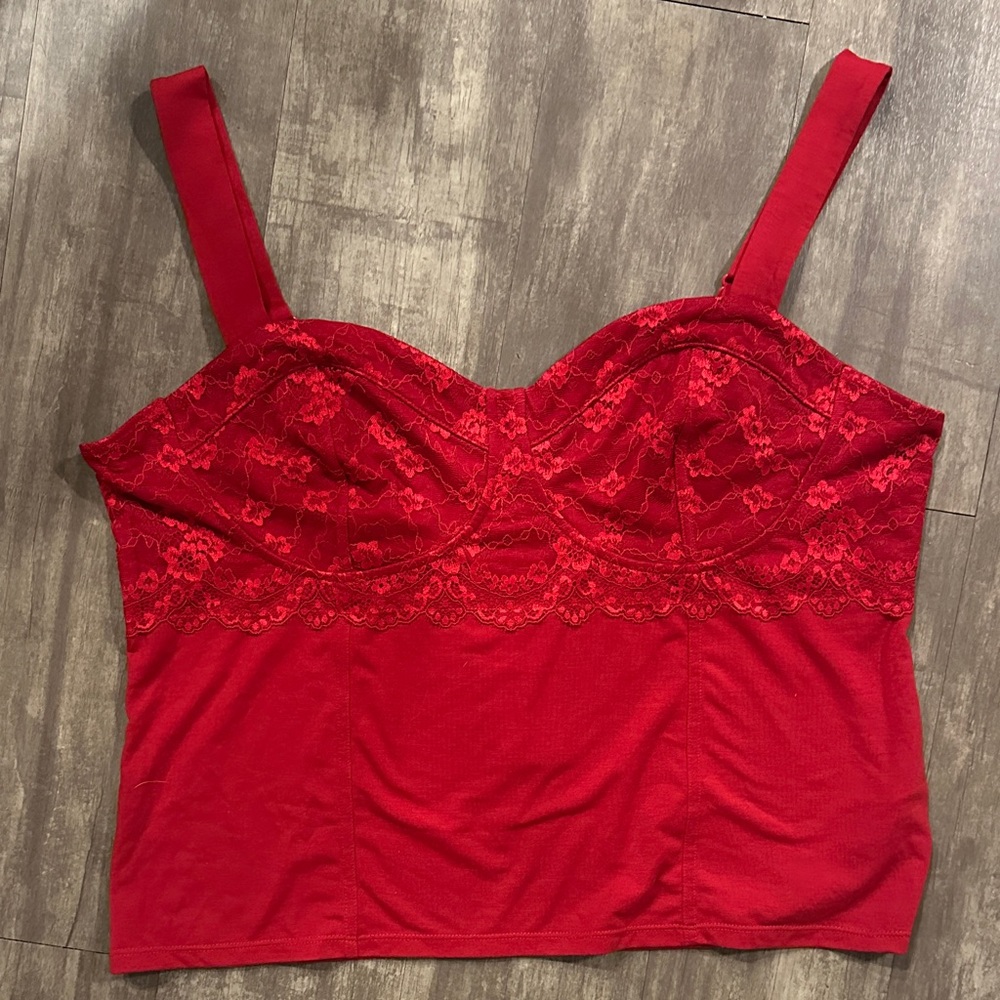 Sofia Vergara Red Lace Bustier Top holiday valentines new NWT